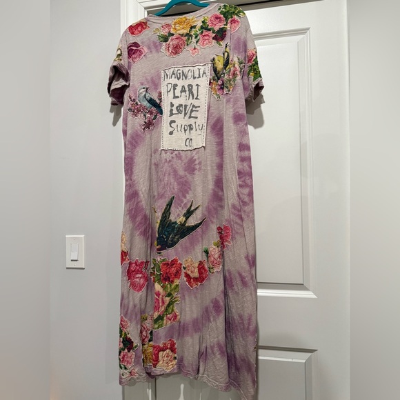 Magnolia Pearl Cat Kitty Jersey Tie Dye Applique Tee Shirt Dress Juniper - Picture 2 of 2